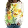 Women's Hoodies Women Flower Printed Hooded Less Pullover Sweatshirt Autumn Winter Casual Loose Top Round Neck Female Streetwear 2023