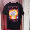 Homens camisetas Verão Casablanca T-shirt Cor Cogumelo Carta Imprimir Manga Curta Casablanca Homens e Mulheres Casual T-shirt Manga Curta J230731
