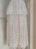 Festklänningar mode anpassad vattenlöslig spets lång klänning för kvinnor broderi krokblommor 3d blomma chiffong lapptäcke vitt
