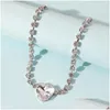 Chokers Choker Shine Big Heart Crystal Rhinestone Love Sier Necklace Lolita Chain For Dance Party Women Jewelry Drop Delivery Neckla Dhdhs