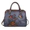 Sacs de soirée dame en cuir véritable gaufré sac à main femmes de haute qualité messager épaule bandoulière femme luxe Floral Vintage sac fourre-tout