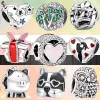 925 Silver Fit Pandora Charm 925 Bracciale New Owl Piggy Bank Spree Wing Heart Round Openwork Charms Set per Pandora Charm 925 Silver Beads Charms