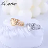 Trouwringen Rvs Hart Ring voor Vrouwen Verstelbare Opening Leuke Liefde Mode-sieraden Chain Link Finger Party Gift 230801