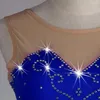 ステージウェアフィギュアスケートドレス女性 /女の子のアイスアクアマリンラインストーン高弾性性能クイックドライ