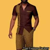 Survêtements pour hommes Survêtement Homme Style Ethnique Africain Été Chemise À Manches Courtes 2 Pièces Motif 3D Bouton Revers Casual Homme Streetwear Tenue