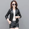 Frauen Leder M-5XL Damen Casual Faux Jacken Frauen Kleidung 2023 Frühling Stil Outwear Kurze Koreanische Version Von Motorrad PU mantel