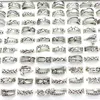Großhandel 50 Stück Ringe für Männer und Frauen, versilbert, Punk-Modeschmuck, Zubehör, Mix-Stile, kreativer Ring