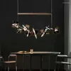 Avizeler Modern Minimalist Metal Avize LED Asma Lambalar Kristal Aydınlatma Sanat Dekoru Tavan Yemek için Armatürler