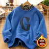 Hoodies Sweatshirts Children's Boys 'Autumn and Winter Children's Clothing Brodered Velvet Medium Stor varm topp Western Style 230801