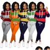 Zweiteiliges Kleid Damen Frauen Winter Set Trainingsanzug Fl Sleeve Hoodied Sweatshirt Taschen Hosenanzug Outfits Sweatsuit D8313 Drop Deliver Dhzxh