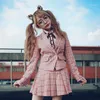 Women's Jackets Princess Sweet Lolita Plaid Coat BOBON21 Uniform Collage Style Suit Slim Short Tailored Collar C1401