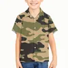 Men's Casual Shirts Camouflage Pattern Children Kid Boy Summer High Quality Hawaiian Shirt 3D Short Lapel Sleeve Hawaii Beach Party