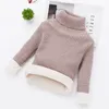 Pullover Winter Big Children Thick Sweaters Boy Girl Knitted Turtleneck Kids High Collar Sweater Plus Velvet Warm Knitwear 210Y 230801