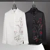 Minglu wydrukowane koszule męskie Wysokiej jakości długie rękawy Slim Fit Party Mężczyznę Koszule Smart Casual Cotton Man Shirts 3xl