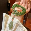 Strand kinesisk stil naturlig jasper runda pärlor multi-cirkel armband kvinnors hetiska jade halsband södra röda agat