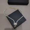 Designer jewelry necklace Necklace Pink Square Crystal Double Claw White Zircon New High Grade
