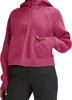 Womens Full Zipper Hoodies Fleece Lined Collar Pullover Sweatshirts Long Sleeve Crop Tops Sweater Thumb Hole