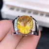 Bagues de grappe par bijoux hommes bague naturelle véritable citrine 4.5ct grosse pierre précieuse 925 argent sterling fin S972503