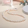 Strands Strings Real White Freshwater Cultured Pearl Necklaces for Women Girl Gift 925 Sterling Silver Women's Baroque Necklace 230731