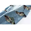 Herren Jeans Camouflage Loch Fake Zwei Stücke Gerade Lose Wideleg Denim Hosen Straße Hip Hop Cowboy für Männer 230731