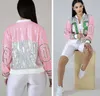 Jackets Sequin Long O Neck Pink Green 08 Sorority Sequin Jackets Bling club Outerwear Coats 230801