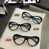 2023 New luxury designer sunglasses CH3405 internet celebrity ins with the same cat eye glasses frame female personality flat lens trend Style 1