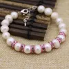 Strand Design originale Natural 9-10mm White Pearl Nearround Beads Per le donne Regali Gioielli di moda 7.5ich B3090