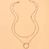 Kedjor bohemisk stil enkel dubbel cirkel geometrisk hänghalsband 2023 mode metall kedja smycken tillverkare direktförsäljning