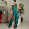 Kvinnors tvåbitar byxor Fashion Set Women Sexig Club 2023 Elegant Solid Color Sleeveless Tops Tassel Sets Female Summer Suit