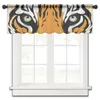 Cortina Ilustração Olhos de Tigre Cozinha Janela Pequena Tule Transparente Quarto Curto Sala Decoração da Casa Cortinas Voile