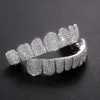 Skräddarsydd hiphop iced ut solid chunky guld byst ner silver fina smycken djupt snitt vvs moissanite diamanter tänder mun grillz