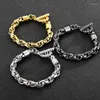 Bedelarmbanden 4 Kleuren 9mm Breedte Punk Twist Chain Combinatie Schakel Eenvoudige Heren Roestvrij Stalen Armband Sieraden Goud / Zwarte Kleur