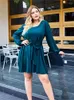 Vestidos Plus Size Outono Vestido Midi Feminino Manga Longa Plissado Folho Feminino Casual Modis Mulher Solta 2023