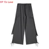 Women's Pants s Y2K Pocket Cargo Woman Loose Trousers Wide Leg Pink Sashes Belt Campus PB ZA Female Yellow Red Grey Black 230731