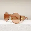 Nuovo designer di lusso alla moda di alta qualità Luo Yijia Round Frame Goggles Red Ins Lo stesso Specchio monopezzo LW Occhiali da sole