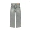 Mannen Jeans PFNW Lente Zomer Niche Ontwerp Mud Dye Denim Broek Tij Windscherm Cut Zip Pocket Rechte Knappe Versleten 12A9090