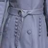 Delle donne di Cuoio 2023 Autunno Inverno Giacca Donna di Media Lunghezza Faux Giubbotti Moda Polo Collare Sottile Cappotti Vestes Femmes