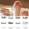 Wedding Rings 9Pcs Adjustable Toe for Women Hypoallergenic Open Ring Set Beach Foot Jewelry Caring 230801