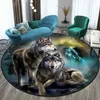 Tapijten 3D Fantasy Wolf Gedrukt Rond Tapijt voor Woonkamer Mat voor Kinderen Vloerkleed Yoga Mat Slaapkamer E-sport Stoel Mat Tapijten R230801