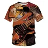 Camisetas masculinas masculinas 3d guitarra impressa moda manga curta camisa diária de manga camiseta tshirt roupas femininas