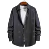 Herrjackor stora och höga skjortor manlig höst vinter mode caster fyrkantig lapel pocket quilted jacka topp skjorta träning set