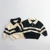 Pullover 2023 Autumn Dzieci w paski z długim rękawem bawełniany bawełniany chłopcy Koszule urocze dziecko swobodne ubrania dla dzieci 230801