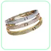 مجموعة كاملة من الماس CZ CZ Love Bangle Designer Silver Gold Screwled Bracelet للنساء والرجال الزوجين Jewelry53461241300747