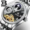 Montres-bracelets Suisse Binger Pour Hommes Montre Squelette Automatique Mécanique Montre-Bracelet Zircon Diamant Saphir Cristal Mâle Reloj Hombre