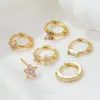 Hoop Earrings Earring Set Exquisite Aesthetics Sweet Pink Zircon Flower Butterfly For Women Fahion Jewerly Gift