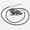 Pendentif Colliers Produits Nature Pierres Hématite Carve Lion Pendentifs Cuir Noir Corde Boucle Mode Glamour Bijoux Accessoires