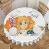 Table Cloth Round Cute Candy Logo Tablecloth Waterproof Oil-Proof Covers 60 Inches Anime Manga