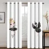 Curtain 3D Modern Elegant Black White Classic Luxury Dance Girl 2 Pieces Shading Window For Living Room Bedroom Decor Rod Pocket