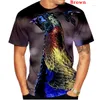 Men's T Shirts Summer Men Casual 3D Printed Peacock&bird Shirt Men/Women Short Sleeves Tops