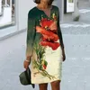 Casual Jurken Zomer Midi Jurk Lange Mouwen Ademende Dress-up Vakantie Herfst Vrouwen Strand Kledingstuk